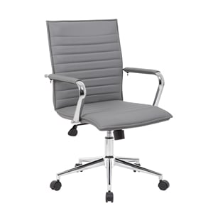 Boss Office Modern Ribbed Back Adjustable Office Desk Chair with Arms in Gray