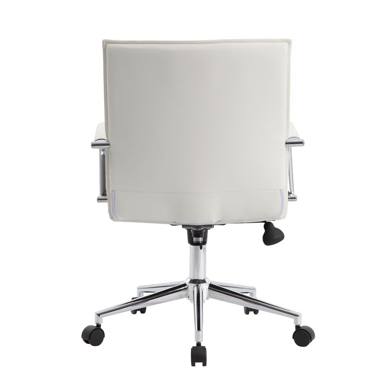 Boss Office Modern Ribbed Back Adjustable Office Desk Chair with Arms in White