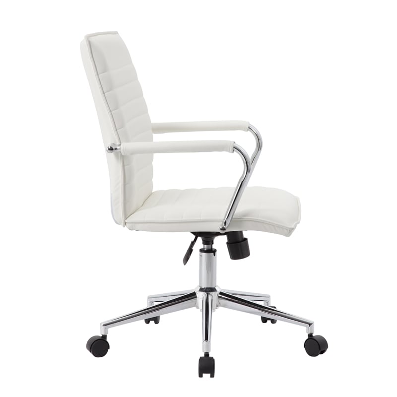Boss Office Modern Ribbed Back Adjustable Office Desk Chair with Arms in White