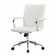 Boss Office Modern Ribbed Back Adjustable Office Desk Chair with Arms in White