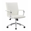 Boss Office Modern Ribbed Back Adjustable Office Desk Chair with Arms in White
