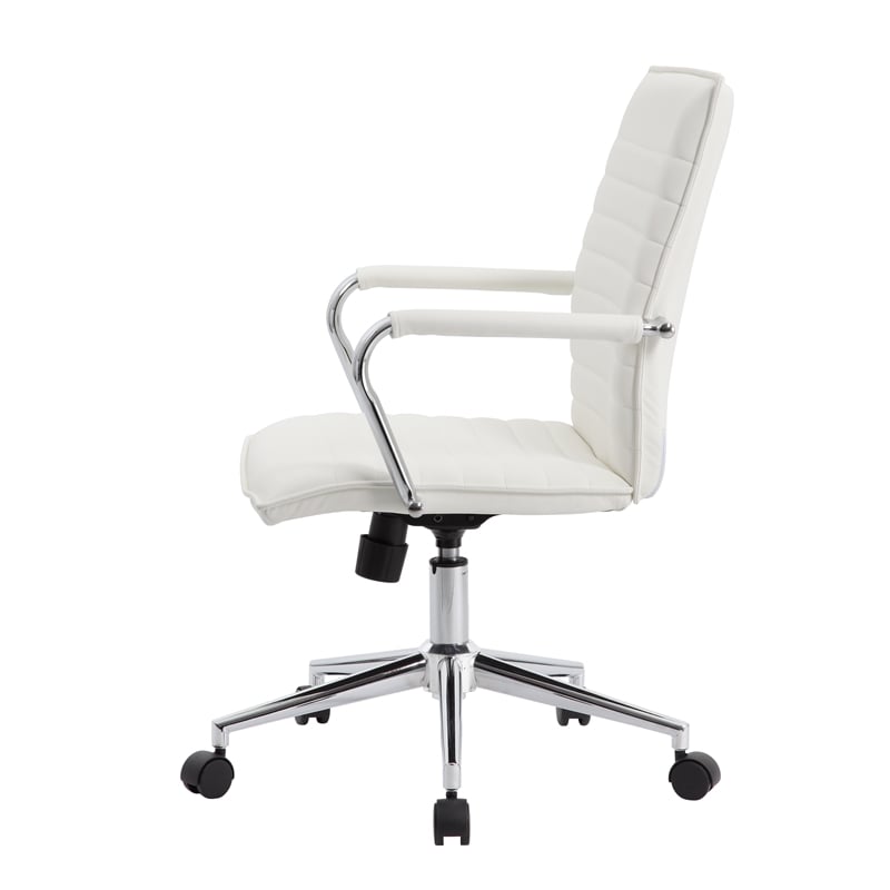 Boss Office Modern Ribbed Back Adjustable Office Desk Chair with Arms in White