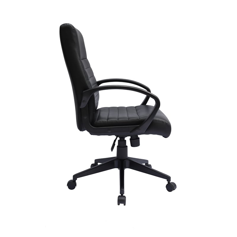 Boss Office Ribbed Back CaressoftPlus Vinyl Task Chair in Black