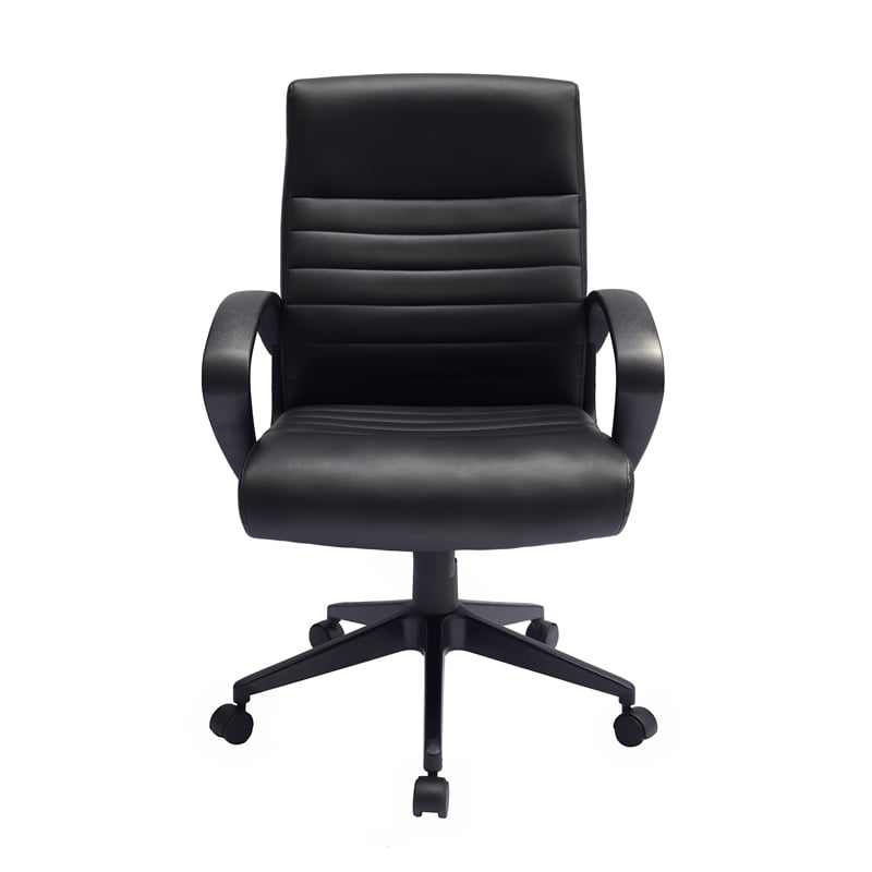Boss Office Ribbed Back CaressoftPlus Vinyl Task Chair in Black
