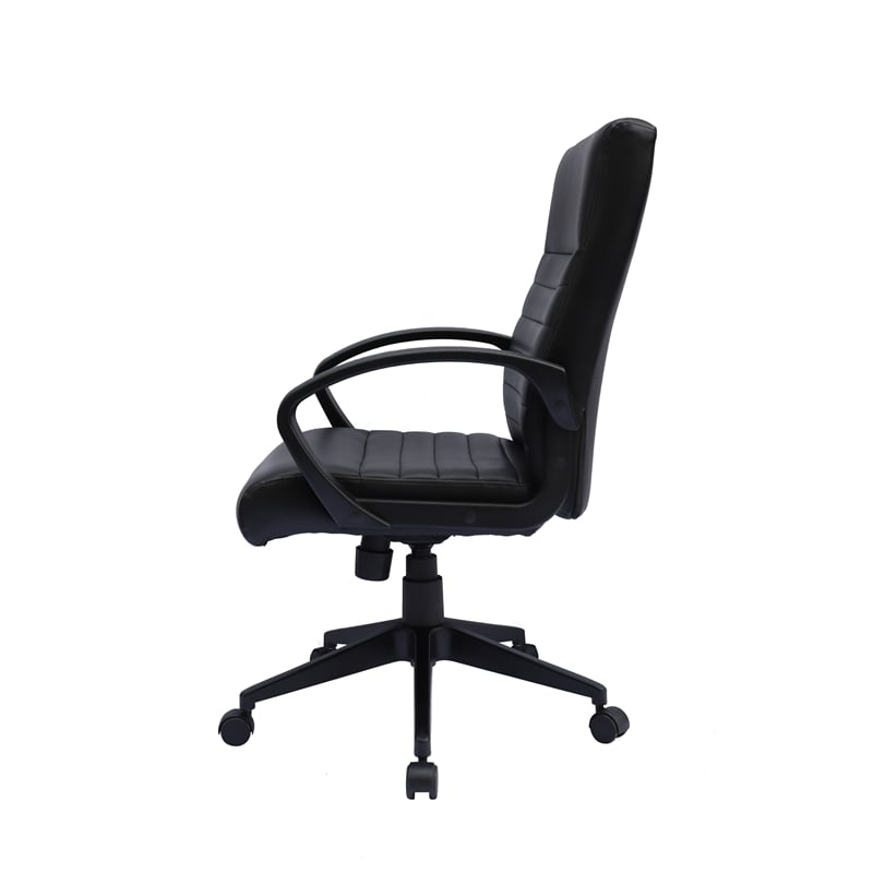 Boss Office Ribbed Back CaressoftPlus Vinyl Task Chair in Black