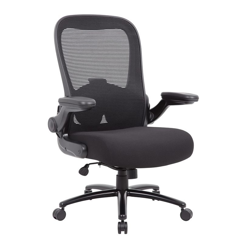 Boss Office Heavy Duty Flip Arm Mesh Task Chair 400-lb. Weight Capacity in Black