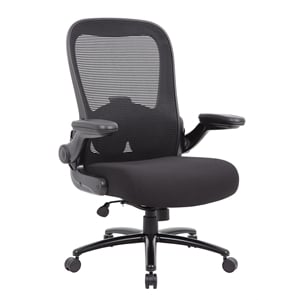 Boss Office Heavy Duty Flip Arm Mesh Task Chair 400-lb. Weight Capacity in Black