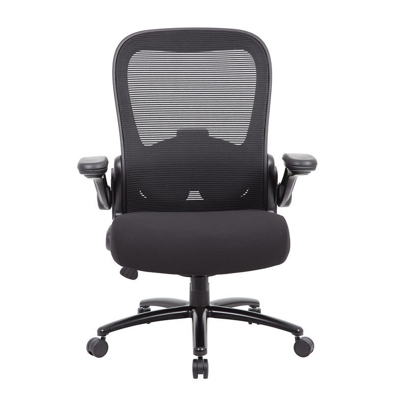 Boss Office Heavy Duty Flip Arm Mesh Task Chair 400-lb. Weight Capacity in Black