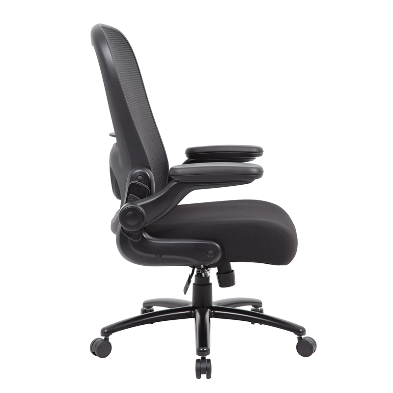 Boss Office Heavy Duty Flip Arm Mesh Task Chair 400-lb. Weight Capacity in Black
