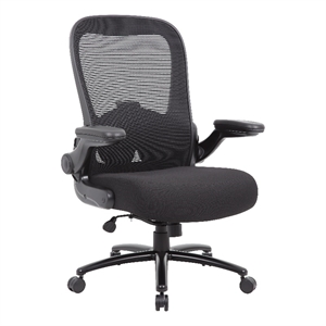 Boss Office Heavy Duty Flip Arm Mesh Task Chair 400-lb. Weight Capacity in Black