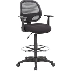 Boss Office 31&quot Upholstered Mesh Vinyl Stool with T-Arms in Black
