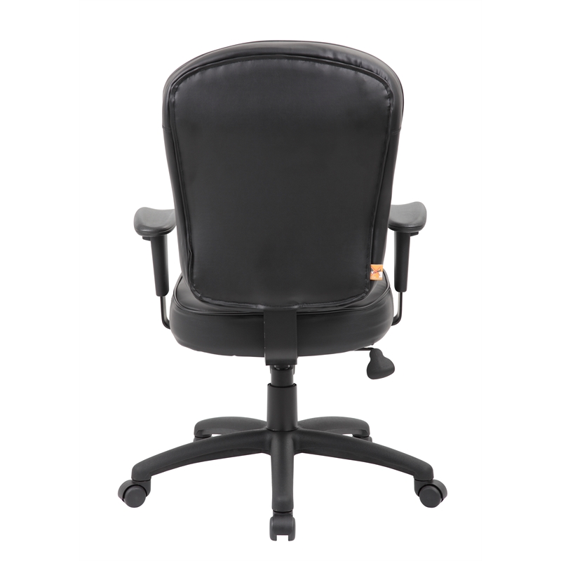 Boss Office Products Faux Leather Task Chair with Adjustable Arms in Black