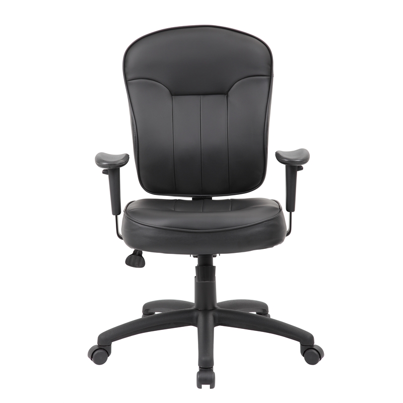 Boss Office Products Faux Leather Task Chair with Adjustable Arms in Black
