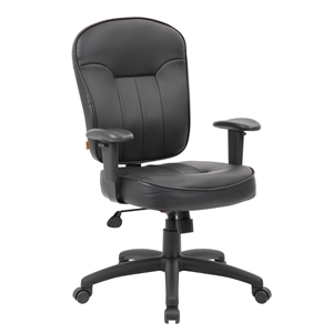 Boss Office Products Faux Leather Task Chair with Adjustable Arms in Black