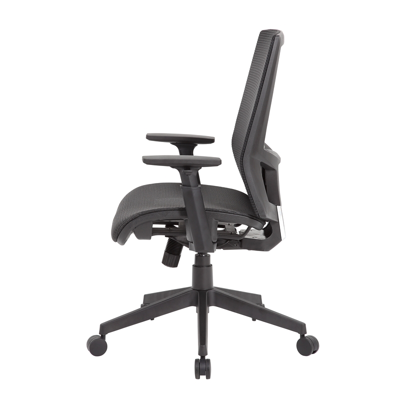 Boss Office Mesh Back Fabric Task Chair with Adjustable Arm in Black