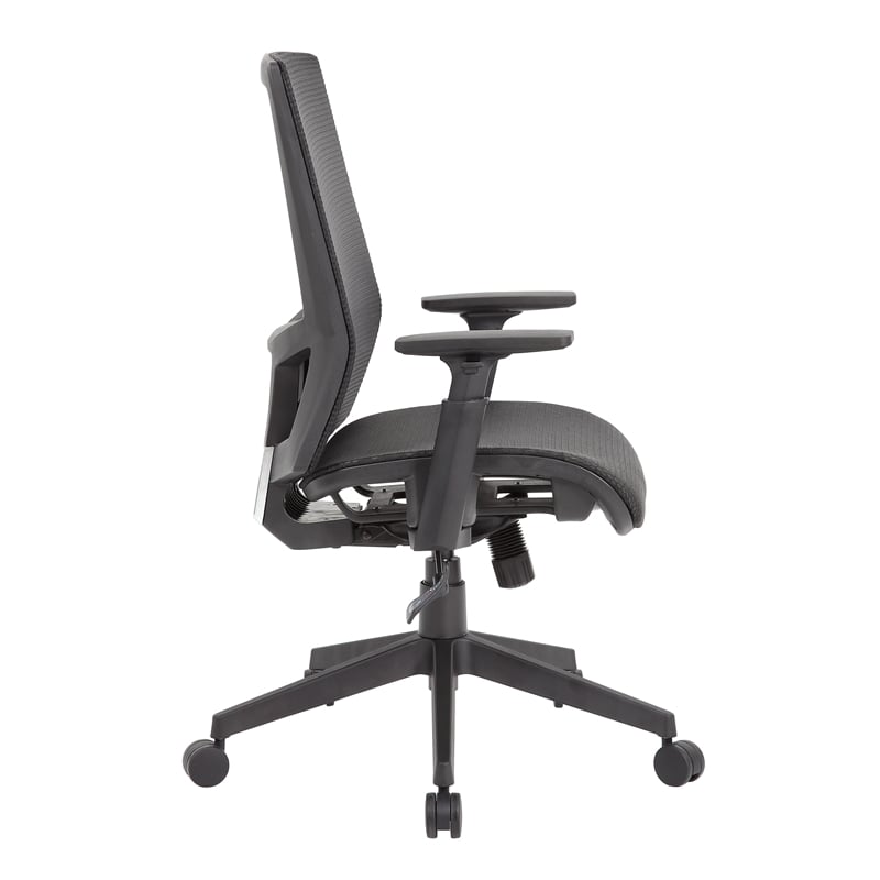 Boss Office Mesh Back Fabric Task Chair with Adjustable Arm in Black