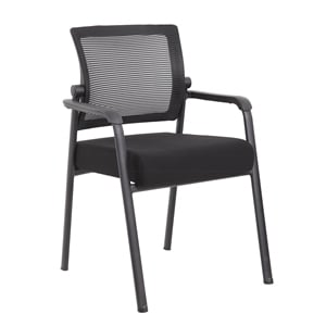 Boss Office Mesh Back Fabric Guest Chair with Steel Legs in Black