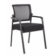 Boss Office Mesh Back Fabric Guest Chair with Steel Legs in Black
