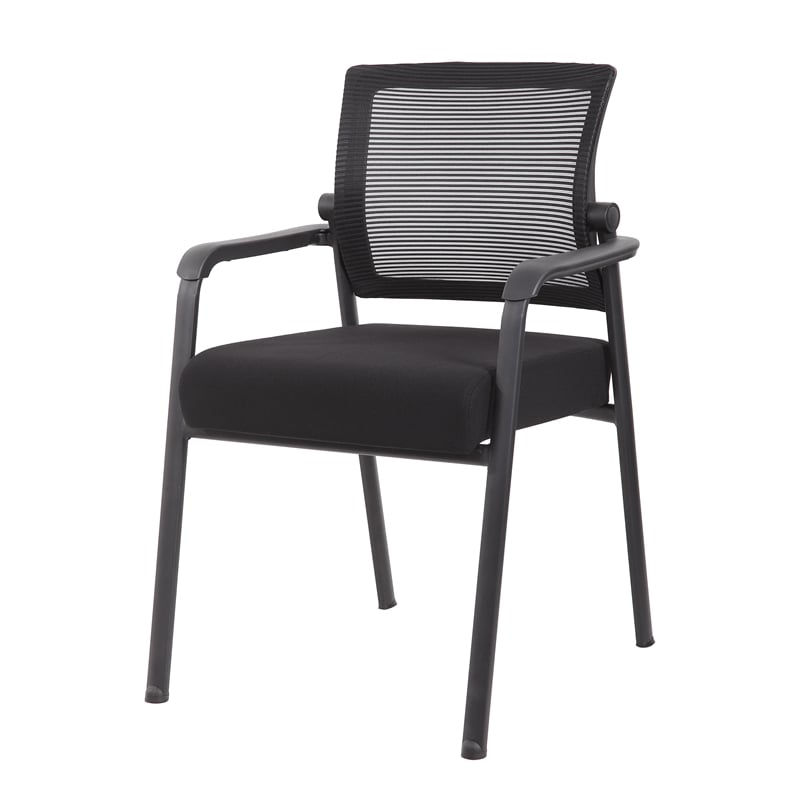 Boss Office Mesh Back Fabric Guest Chair with Steel Legs in Black