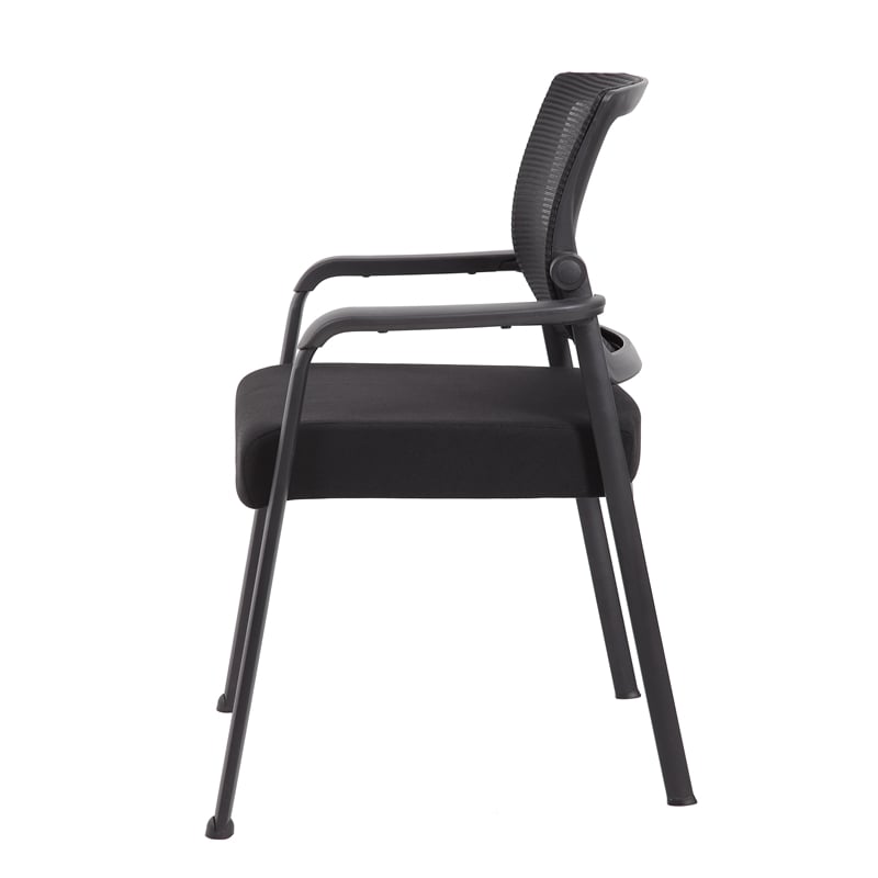 Boss Office Mesh Back Fabric Guest Chair with Steel Legs in Black