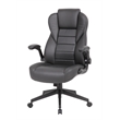 Boss Office High Back Flip Arm Vinyl Executive Chair in Black
