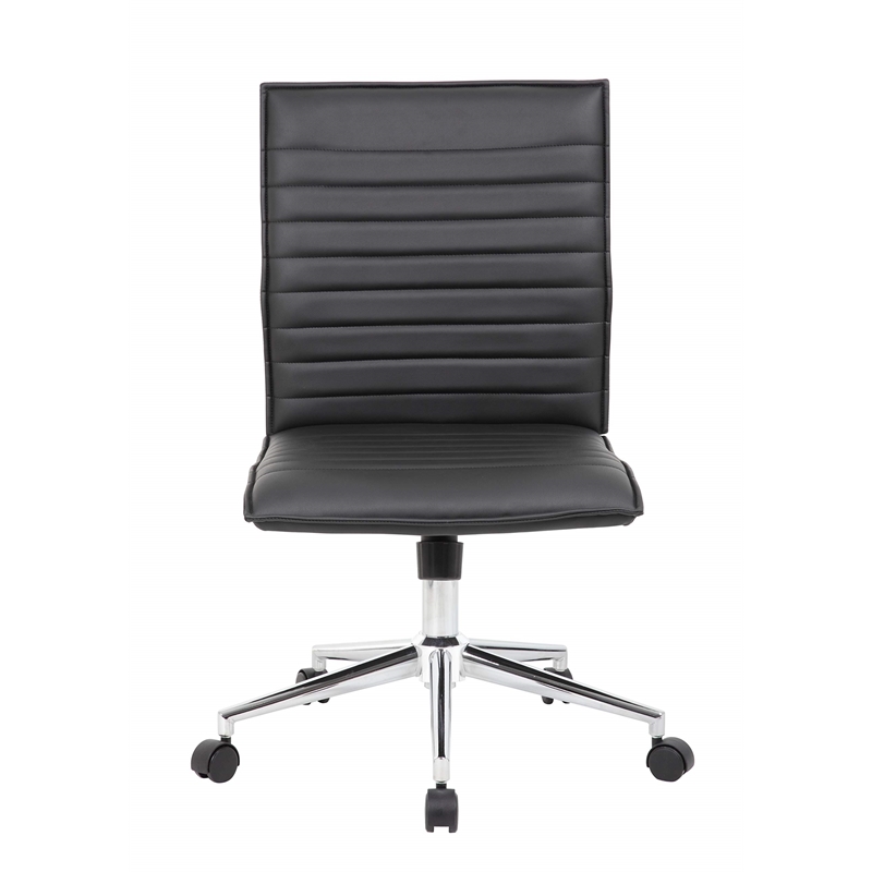 Boss Office Vinyl Armless Hospitality Chair in Black