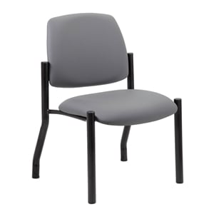 boss office armless vinyl & steel guest chair in gray/black