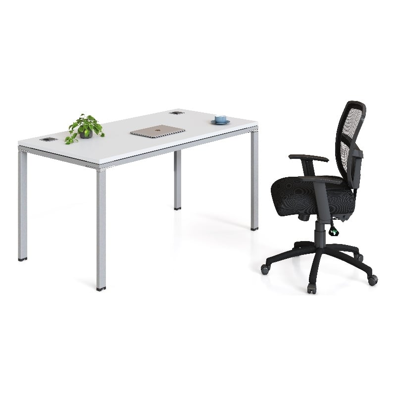 Boss Office Simple System Single Desk in White