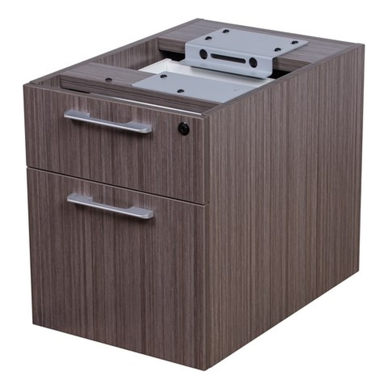 Boss Office Simple System Face to Face Double Desks with Pedestals in Driftwood