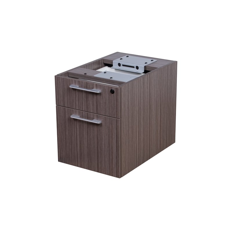 Boss Office Simple System Face to Face Double Desks with Pedestals in Driftwood