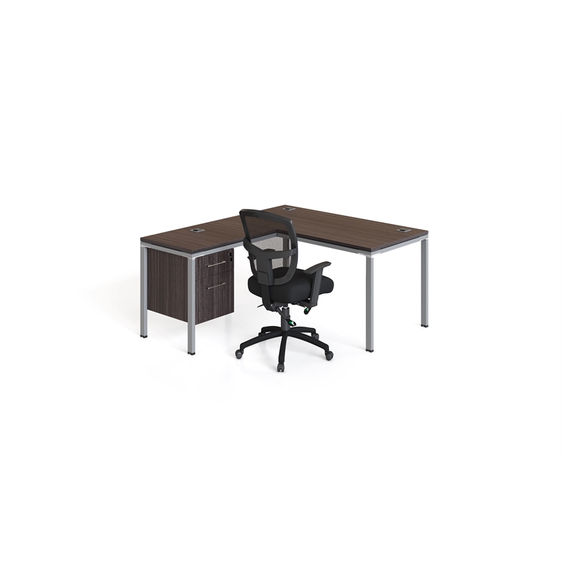 Boss Office Simple System L-Workstation in Driftwood