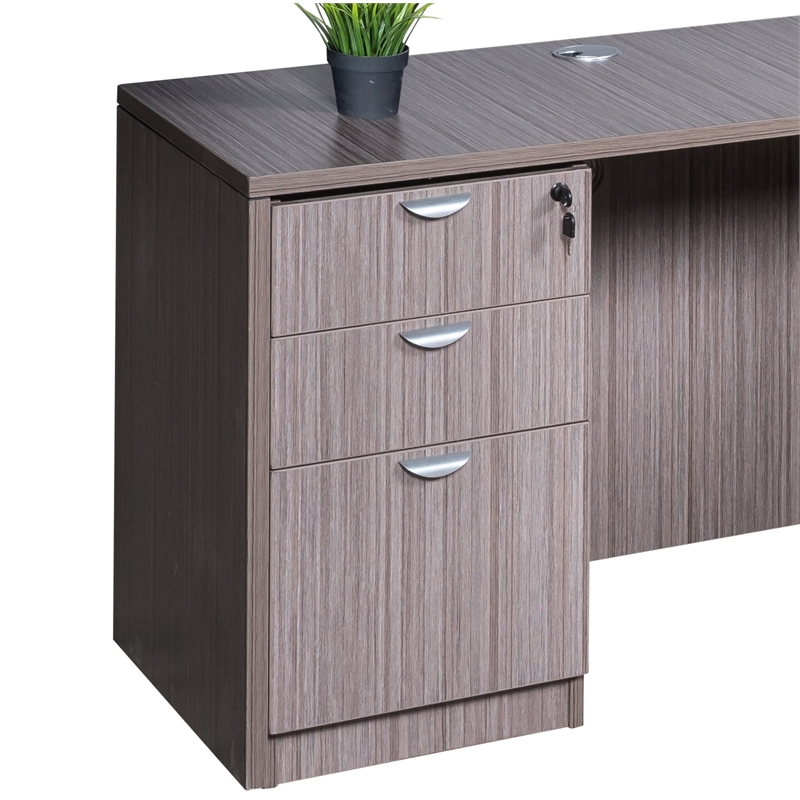 Boss Office L-Shape Desk with Pedestal in Driftwood