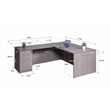 Boss Office L-Shape Desk with Pedestal in Mahogany
