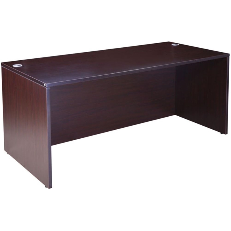 Boss Office U-Shape Desk Credenza with Pedestal and Hutch in Mocha