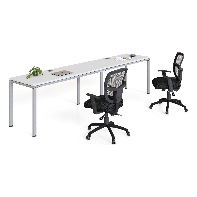 Boss Office Simple System Side by Side Double Desks in White