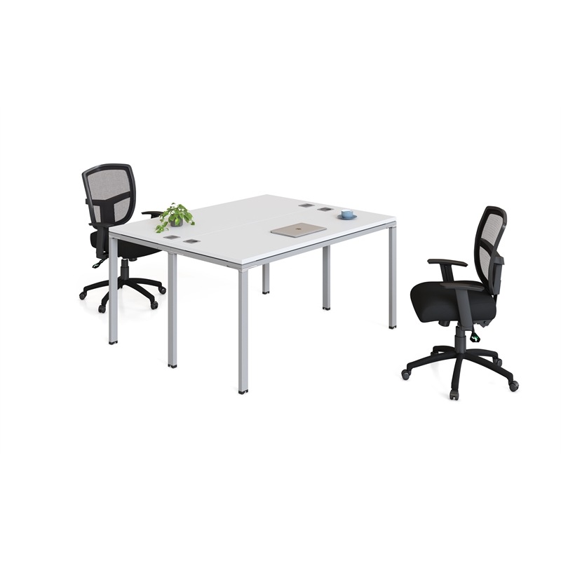 Boss Office Simple System Face to Face Double Desks in White