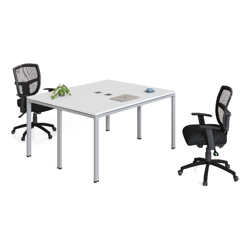 Boss Office Simple System Face to Face Double Desks in White