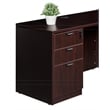 Boss Office L-Shape Desk with Pedestal in Mahogany