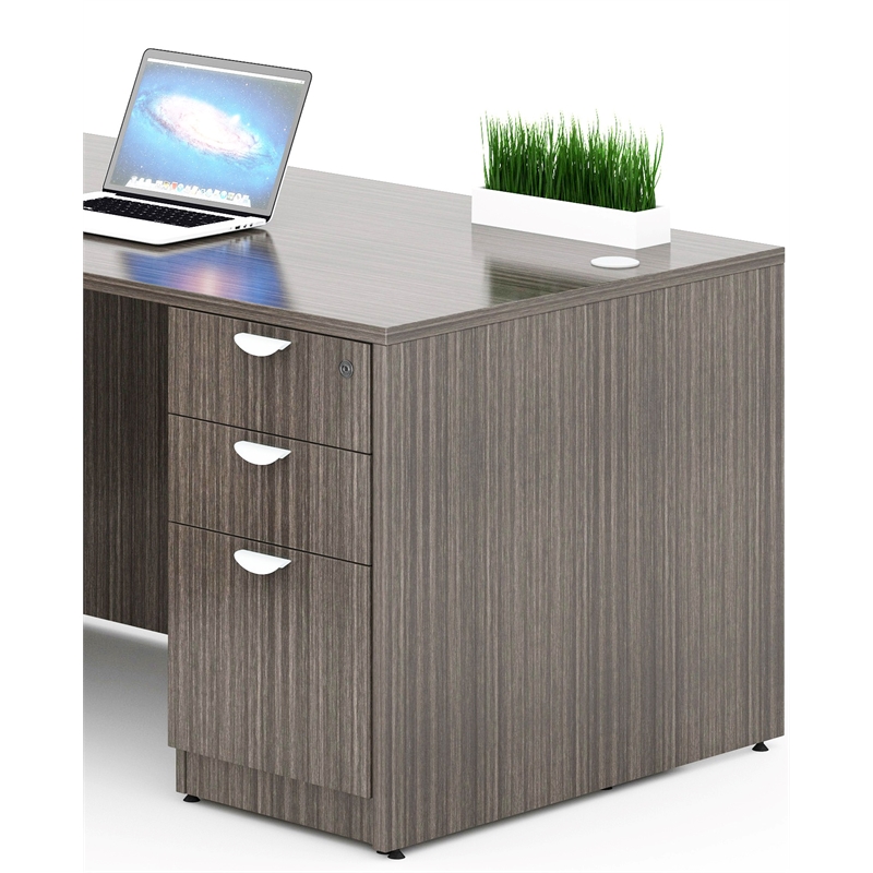 Boss Office L-Shape Desk with 2 Pedestals in Driftwood
