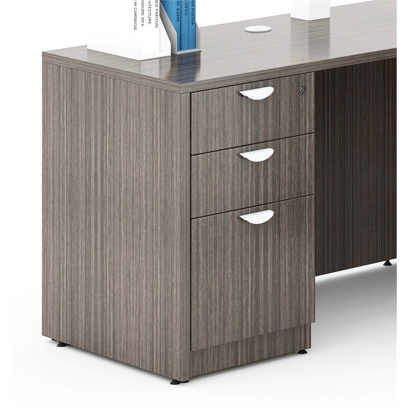 Boss Office L-Shape Desk with 2 Pedestals in Driftwood