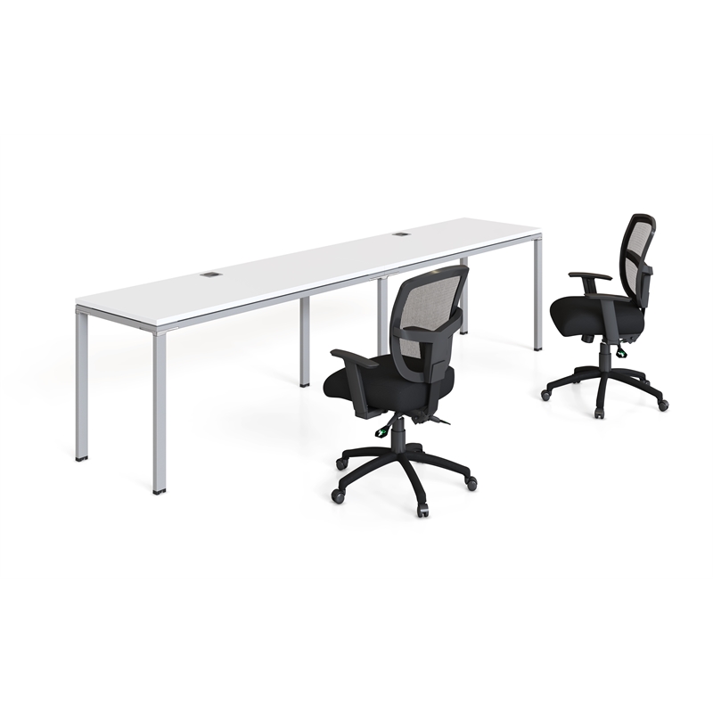 Boss Office Simple System Side by Side Double Desks in White