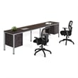 Boss Office Simple System Side by Side Double Desks with  Pedestals in Driftwood