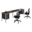 Boss Office Simple System Side by Side Double Desks with Pedestals in Driftwood