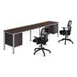 Boss Office Simple System Side by Side Double Desks with Pedestals in Driftwood