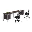 Boss Office Simple System Side by Side Double Desks with Pedestals in Driftwood