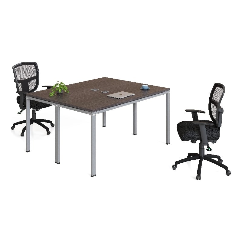 Boss Office Simple System Face to Face Double Desks in Driftwood