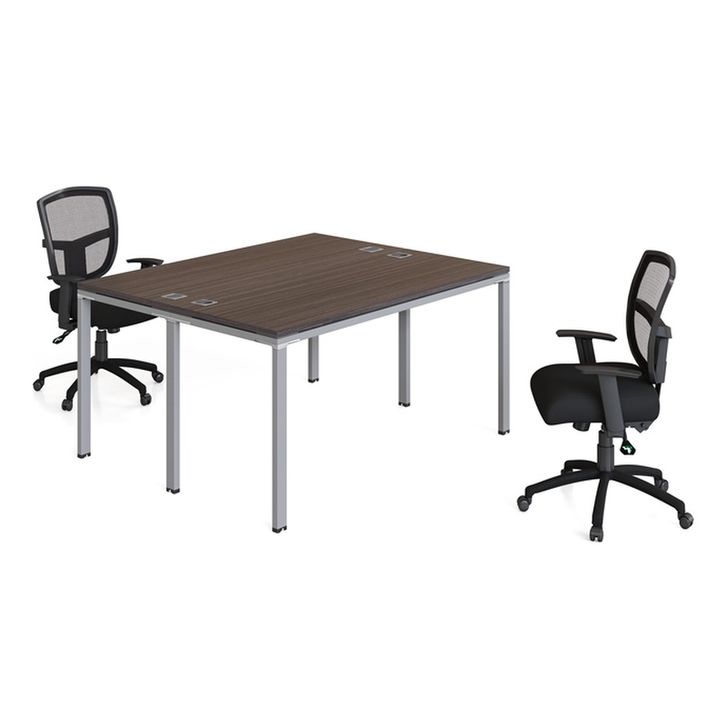 Boss Office Simple System Face to Face Double Desks in Driftwood