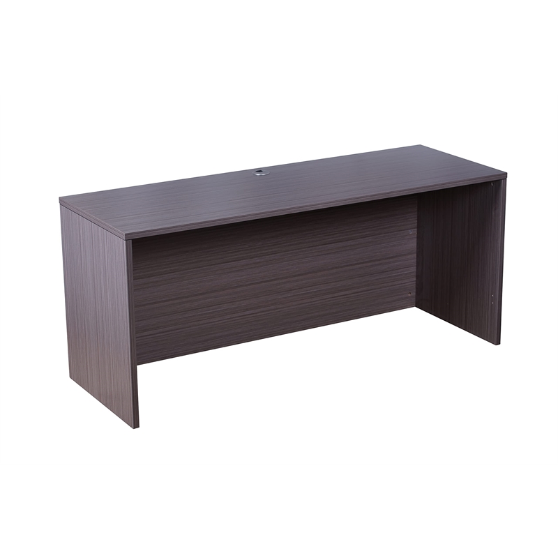 Boss Office U-Shape Desk Credenza with Pedestal and Hutch in Driftwood