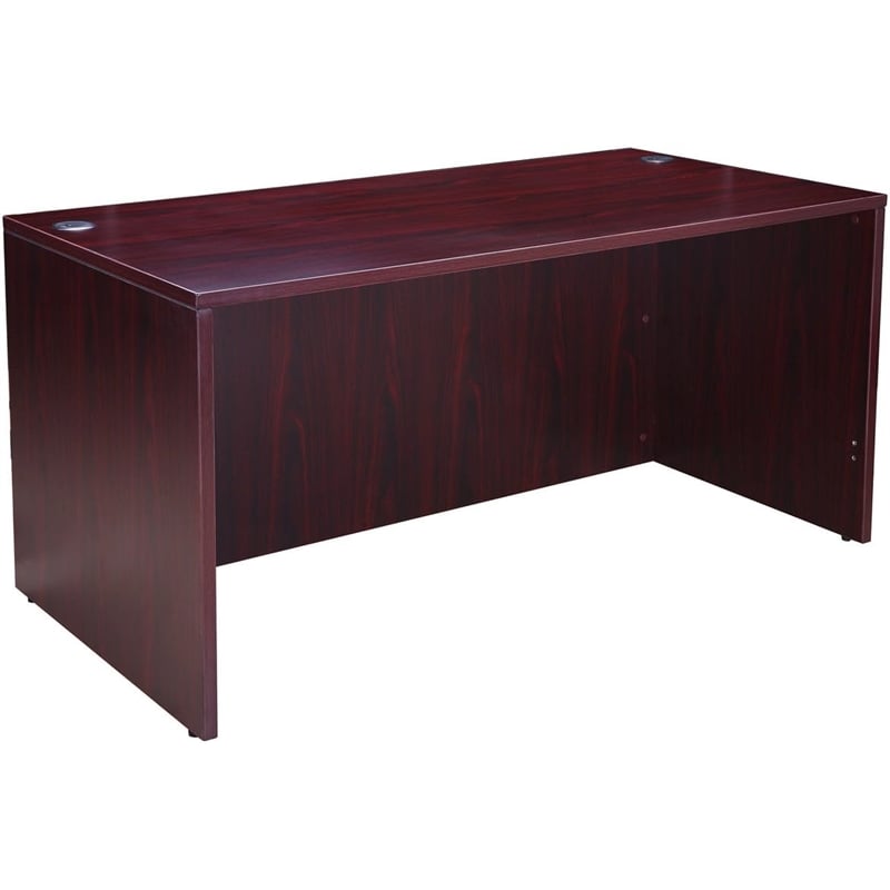 Boss Office Desk and Credenza with 2 Pedestals in Mahogany