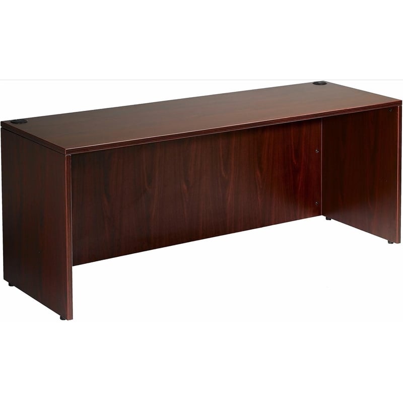 Boss Office Desk and Credenza with 2 Pedestals in Mahogany